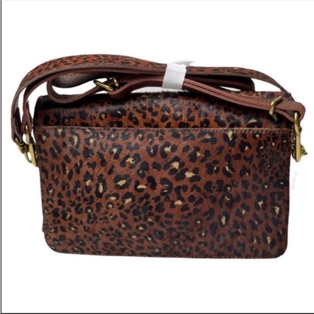 MADEWELL NWT Leopard Leather Flap Convertible Crossbody Bag - Picture 2 of 8